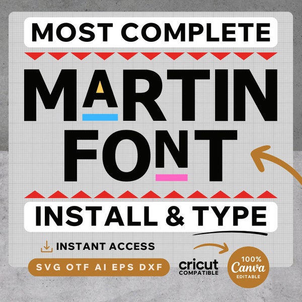 Martin SVG font for Cricut retro t-shirt design DXF EPS Ai Martin font custom Martin font for canva