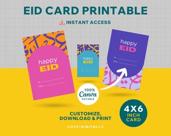 Eid Mubarak Card: Printable Gift Card for Kids (Canva Template)