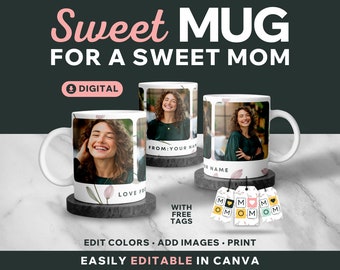 Personalized Mom Birthday Mug Photo Template (Digital Download)