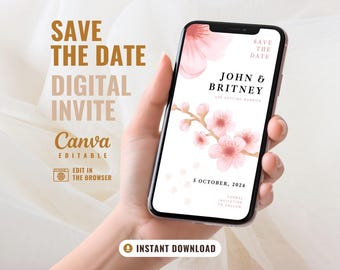 Floral Save the Date Video Invitation: Editable Canva Template (Digital Download)