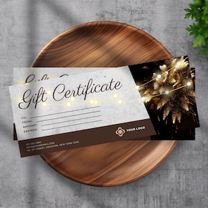 Diseño de plantilla de certificado de regalo, descarga instantánea, vale de regalo DIY, descarga digital en formato PDF