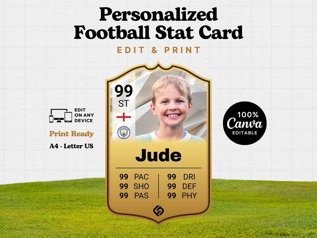 Printable Soccerstat Card, Soccer Birthday Gift Idea,personalized Stat ...
