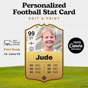 Printable Soccerstat Card, Soccer Birthday Gift Idea,personalized Stat ...
