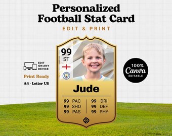 Personalized Football Stat Card: EA FC 24 Custom Print (Canva Template)