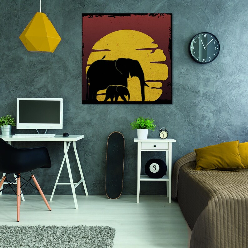 Elephant Printable Elephant Printable Wall Art Bedroom Wall Etsy