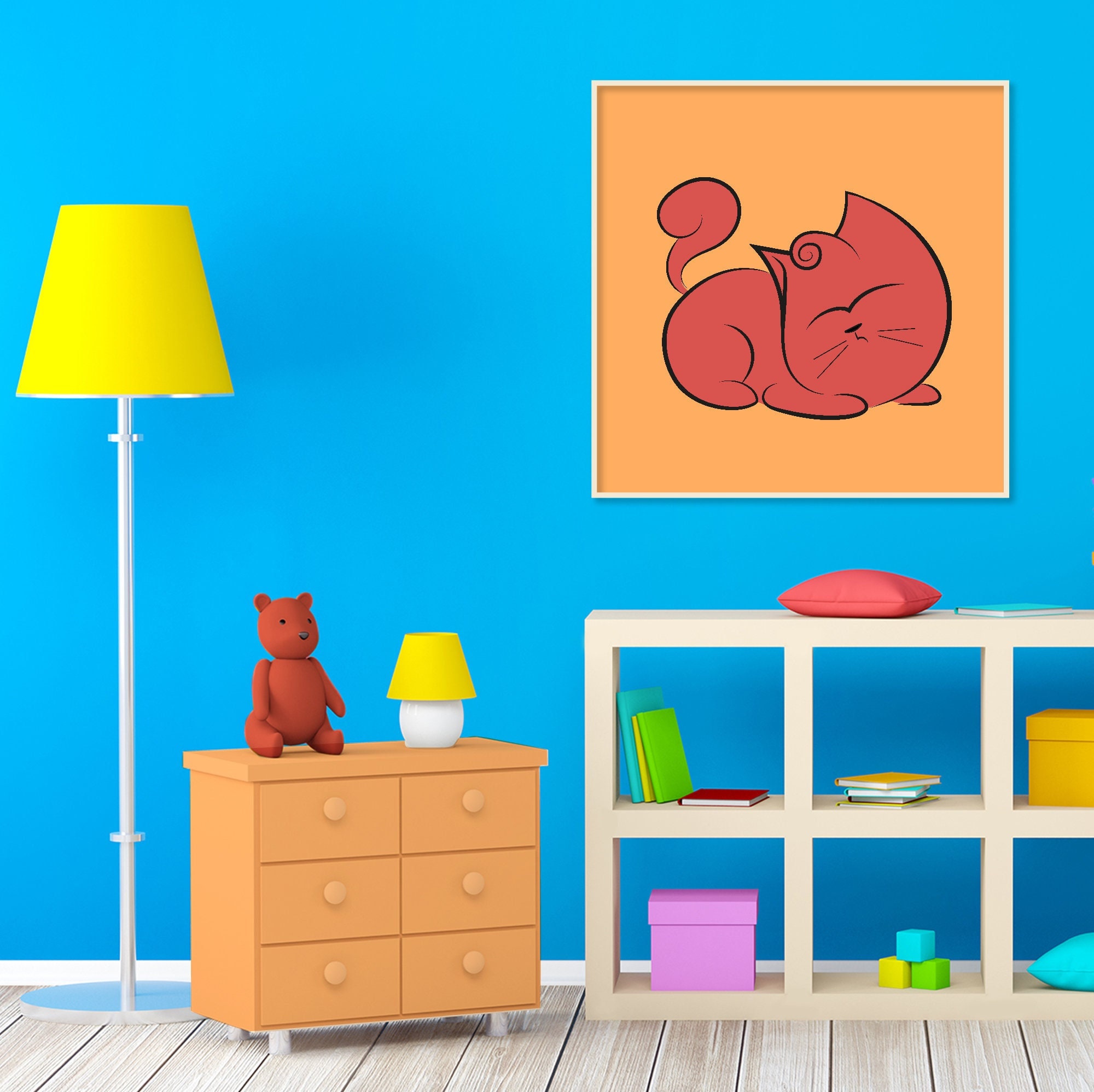 Printable Cat Printable Cat Wall Art Printable Kids Room Etsy