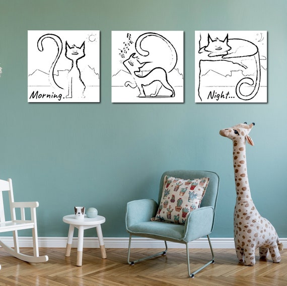 Printable Cat Printable Cat Wall Art Printable Kids Room Etsy