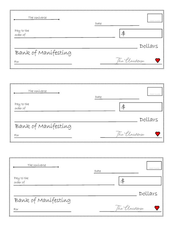 Simple Manifesting Checks From the Universe Law of Attraction - Etsy