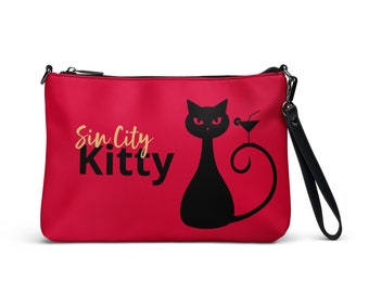 Cat Liquor Apparel Crossbody bag - Red with Sin City Kitty