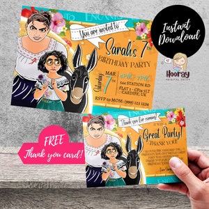 Editable Luisa and Mirabel Madrigal Encanto Invite, Birthday Party Encanto, digital invitation, Invite Encanto(7&#39; X 5&#39;) - Instant Download