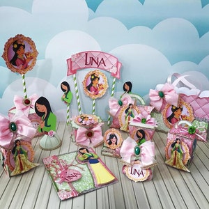 Mulan- Favors Boxes Personalized, Party Supplies Tags Digital, Cake Printable, Kit Party, Birthday Decoration