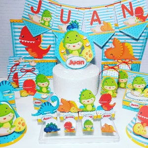 Cute Dinosaur - Favors Boxes Personalized, Party Supplies Tags Digital, Cake Printable, Kit Party, Birthday Decoration