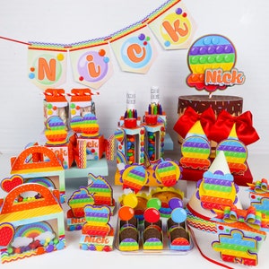 Fidget Toys Pop It Vivid Colours - Favors Boxes Personalized, Party Supplies Tags Digital, Cake Printable, Kit Party, Birthday Decoration