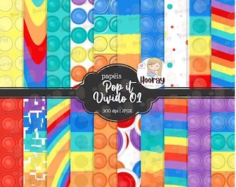 Pop It Vivid Color Digital Paper Pack (Instant Download)