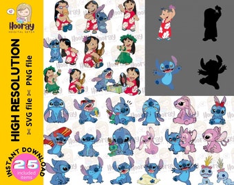 Lilo and Stitch SVG, PNG Clipart Bundle (Instant Download)