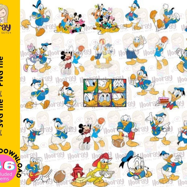 Donald Duck SVG, Donald Duck Cut File, Donald Duck Clip Art, Donald Duck Vector, Donald Duck Layered  - Instant Download