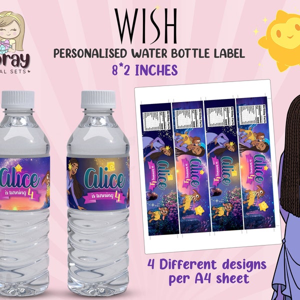 Personalisierte Happy Birthday wünschen, personalisierte danke Wasserflasche Etiketten digital, printable pdf bereit zum Drucken - Instant Download