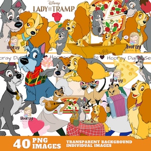Lady and the Tramp Digital Set- Lady Tramp Scrapbook - Lady Trump PNG clipart - Lady Tramp instant download- Lady tramp party