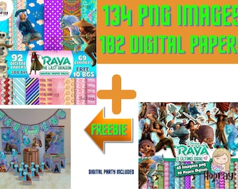 Raya i ostatni smok – clipart i papier cyfrowy (pobieranie cyfrowe)