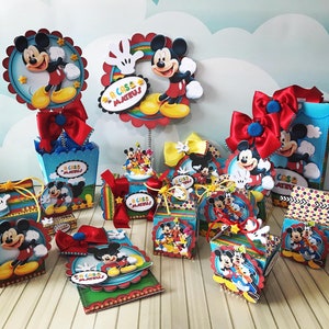 Mickey&#39;s House - Favors Boxes Personalized, Party Supplies Tags Digital, Cake Printable, Kit Party, Birthday Decoration