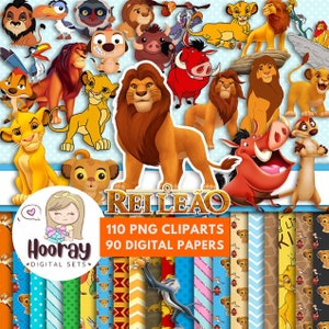 Mega Bundle Le Roi Lion Clipart Le Roi Lion Papier Le Roi Lion Téléchargement de papier numérique – Téléchargement instantané