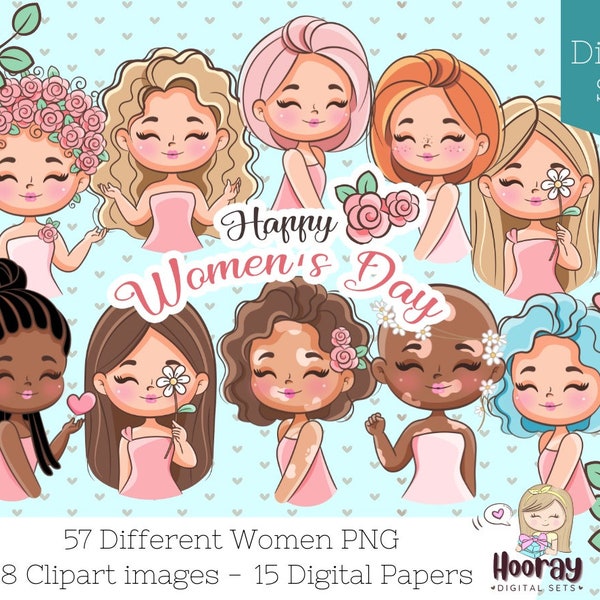 Girl Power Clipart, Girl Clipart, Strong Women, Girl Empowerment, Women's Day - Instant Download