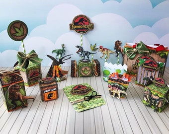 Dinosaur Park - Favors Boxes Personalized, Party Supplies Tags Digital, Cake Printable, Kit Party, Birthday Decoration