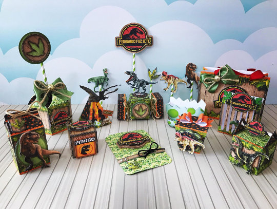 Dinosaur Park - Favors Boxes Personalized, Party Supplies Tags Digital, Cake Printable, Kit Party, Birthday Decoration