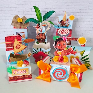Moana Baby - Favors Boxes Personalized, Party Supplies Digital, Cake Printable, Kit Party, Birthday Decoration