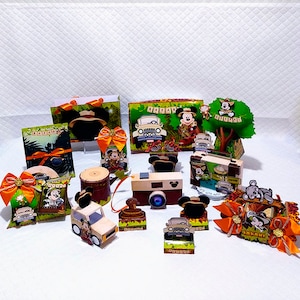 Mickey Safari - Favors Boxes Personalized, Party Supplies Tags Digital, Cake Printable, Kit Party, Birthday Decoration