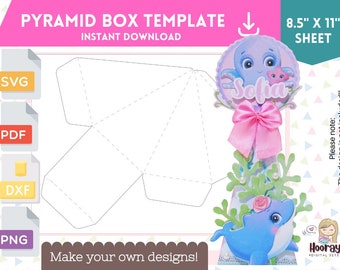 Pyramid Box Template - box template - 8.5"x11" sheet, printable - PDF - Png - SVG - AI - Dxf