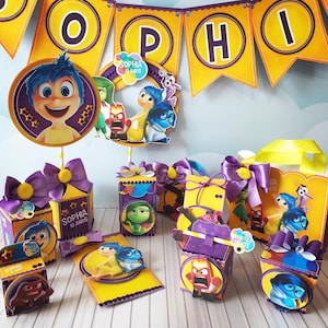 Inside Out - Personalizowane pudełka na upominki, Tagi na artykuły imprezowe cyfrowe, Tort do druku, Zestaw na imprezę, Dekoracja urodzinowa, Zaproszenie
