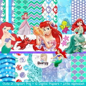 La Petite Sirène Clipart La Petite Sirène Papier La Petite Sirène Papier Numérique Télécharger – Téléchargement Instantané