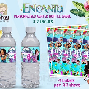 Joyeux anniversaire Encanto personnalisé, étiquettes de bouteille d'eau de remerciement personnalisées numériques, pdf imprimable prêt à imprimer - Téléchargement instantané