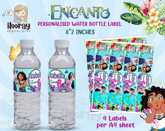 Encanto personalizado feliz cumpleaños, etiquetas personalizadas para botellas de agua de agradecimiento digital, pdf imprimible listo para imprimir - Descarga instantánea