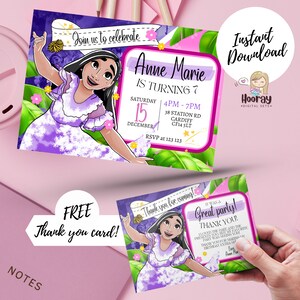 Isabella Madrigal Encanto Invite, Birthday Party Encanto, digitale Einladung, editierbar, Invite Encanto(7&#39; X 5&#39;) - Instant Download