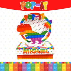 Fidget Toys Pop It Vibrant Colours - PNG favors Boxes Personalized, Party Supplies Digital, Cake Printable, Kit Party, Birthday Decoration