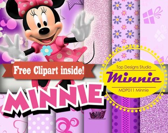 Clipart y papel digital de Minnie Mouse (descarga digital)