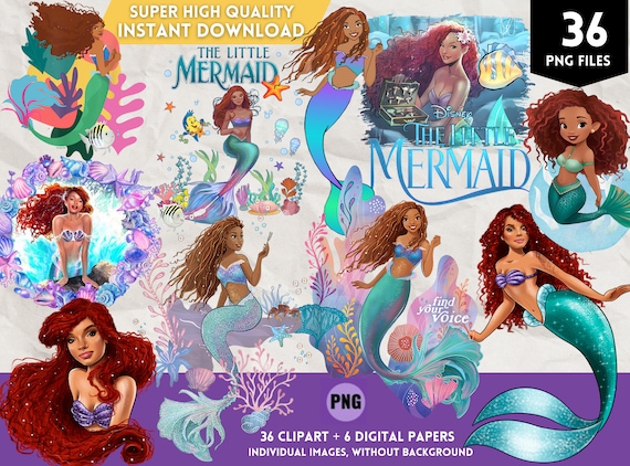 African Mermaid PNG Clipart, Digital Papers (Instant Download)