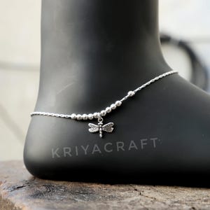 925 Sterling Silver Anklet, Butterfly Anklet, Handmade Design Anklet Daily Wear Jewelry, Dainty Silver Anklet for Women/Daughter/Baby Girl