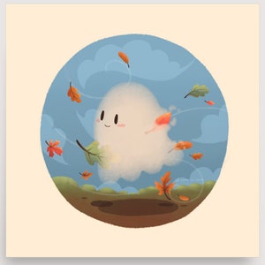 Cute Ghost Painting | Ghost Lover | Ghost Core | Cottagecore Artwork | Cute Ghost Print | Ghost Wall Art | Ghost Art Print | Halloween Art