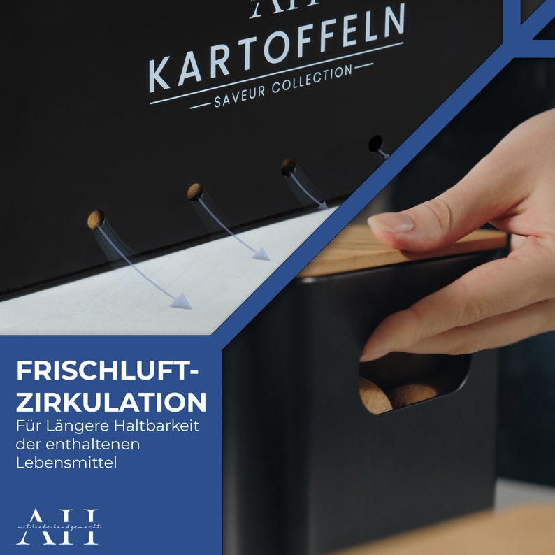 AH® Kartoffel Aufbewahrungsbox 3er Set inkl. Utensilienhalter aus Edelstahl-Vorratsdosen-Set Geeignet für Küche Aufbewahrung und Organisation Bild 6