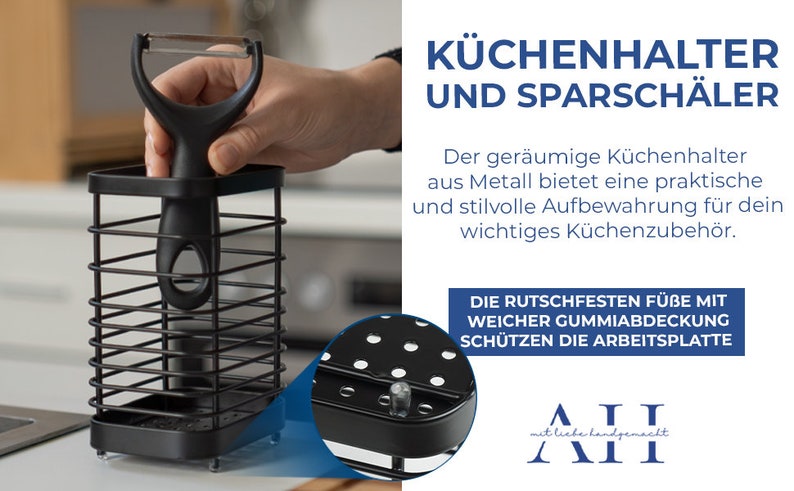 AH® Kartoffel Aufbewahrungsbox 3er Set inkl. Utensilienhalter aus Edelstahl-Vorratsdosen-Set Geeignet für Küche Aufbewahrung und Organisation Bild 8