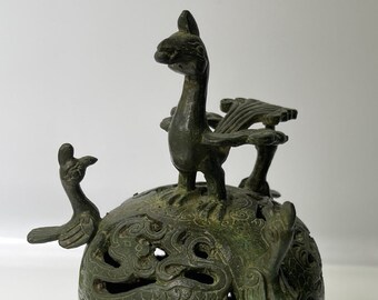 送料無料　時代唐物 龍鳳摘み大型七宝香炉 台付き高36cm 中国古玩 送料無料 時代唐物 龍鳳摘み大型七宝香炉 台付き高36cm 中国古玩