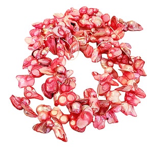 Bright Pink Freshwater Blister Pearls 10-20mm Beads Full Strand