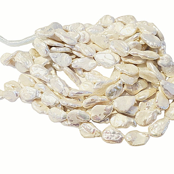 White AB Iridescent Natural Freshwater Large Keishi Pearls 16x24mm Beads Full Strand