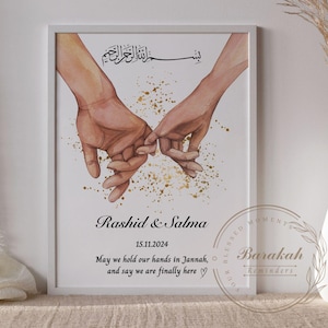 Nikkah Geschenk, Muslimisches Paar Druck, Paar Illustration, Handzeichnung, Eid Geschenk, Islamisches Paar, Muslimische Ehe, Hochzeitsgeschenk