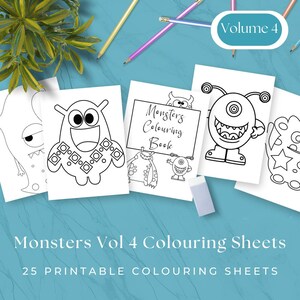 25 Monster Colouring Sheets, Volume 4, Monster Printable, Monster Activity, Kids Colouring Sheets, Instant Download