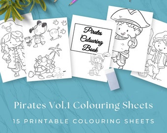 15 Pirate Colouring Sheets Vol.1, Pirate Printable, Pirate Activity, Kids Colouring, Printable Colouring Sheets, Instant Download