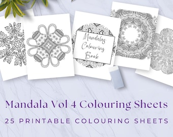 25 Mandala Colouring Sheets, Volume 4, Mandala Printable, Mandala Activity, Adults Colouring Sheets, Instant Download